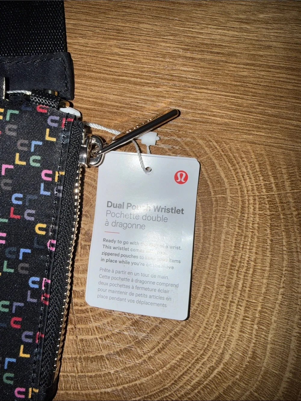 lululemon athletica Black Wristlet with Multicolor 'C' Print